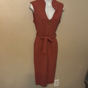 Women Almost Famous Orange Sheath Dress with Plunge Neckline size S